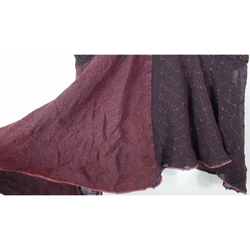L.S.I Burgundy Babydoll Tank S/M Boho Festival Fairy Grunge Y2K Embroidered - Picture 4 of 7